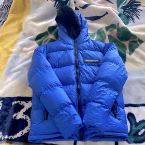 Blue puffer jacket